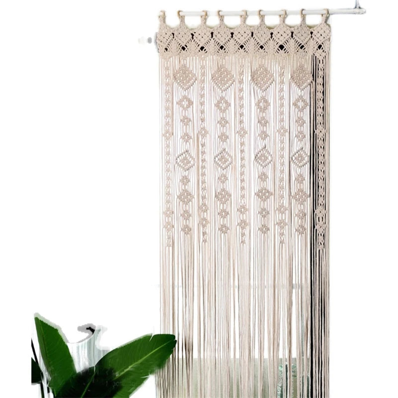 Hand-woven Macrame Cotton Tapestry Curtain, Wall Hanging Art Tapestry, Boho Decoration, Bohemian Wedding Backdrop Tapestry