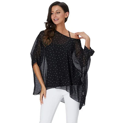 50 patterns to choose from, Plus Size, Boho Batwing Casual Sheer Chiffon Summer Top