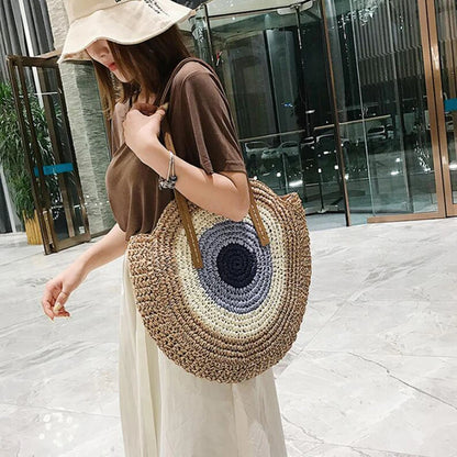 Boho Crossbody Bags, Round Shoulder Purse, Faux Leather Strap. In 7 Colors, Designs, and Sizes