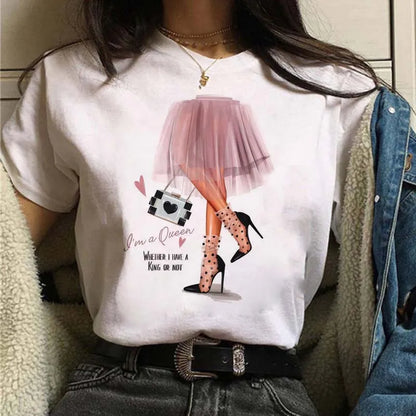 Sizes to 3XXL T-shirts Casual Round Neck Short Top short Sleeves  Logo  "Have a Nice Day" or "But First, Coffee"