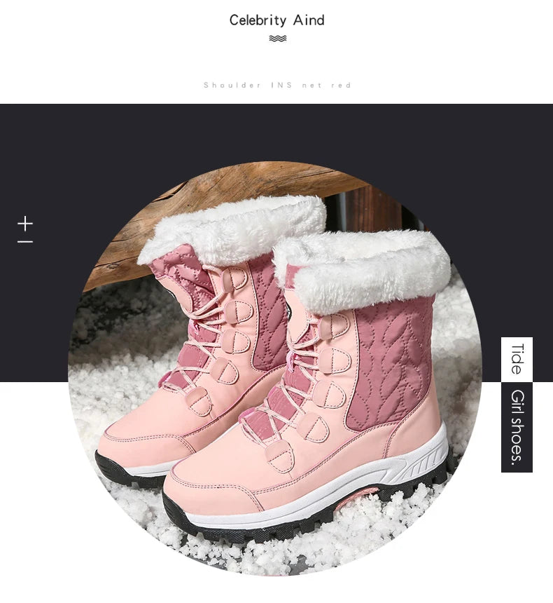 Warm Fur Lined Winter Ankle High Platform Boots Snow Boots