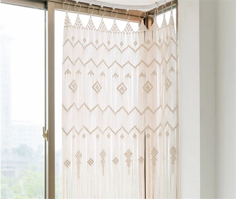 Hand-woven Macrame Cotton Tapestry Curtain, Wall Hanging Art Tapestry, Boho Decoration, Bohemian Wedding Backdrop Tapestry