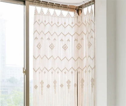 Hand-woven Macrame Cotton Tapestry Curtain, Wall Hanging Art Tapestry, Boho Decoration, Bohemian Wedding Backdrop Tapestry