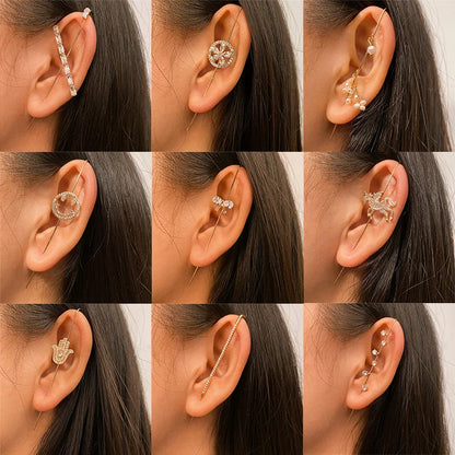 Bohemian Gold Color Earrings Ear Wrap Crawler Hook Earring Zirconia