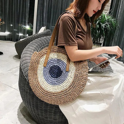 Boho Crossbody Bags, Round Shoulder Purse, Faux Leather Strap. In 7 Colors, Designs, and Sizes
