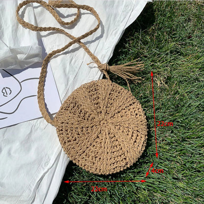 Boho Crossbody Bags, Round Shoulder Purse, Faux Leather Strap. In 7 Colors, Designs, and Sizes