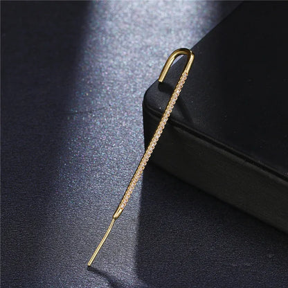 Bohemian Gold Color Earrings Ear Wrap Crawler Hook Earring Zirconia
