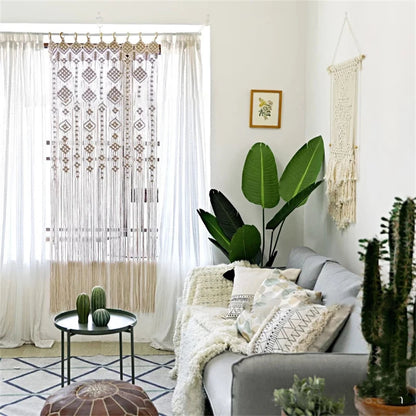 Hand-woven Macrame Cotton Tapestry Curtain, Wall Hanging Art Tapestry, Boho Decoration, Bohemian Wedding Backdrop Tapestry