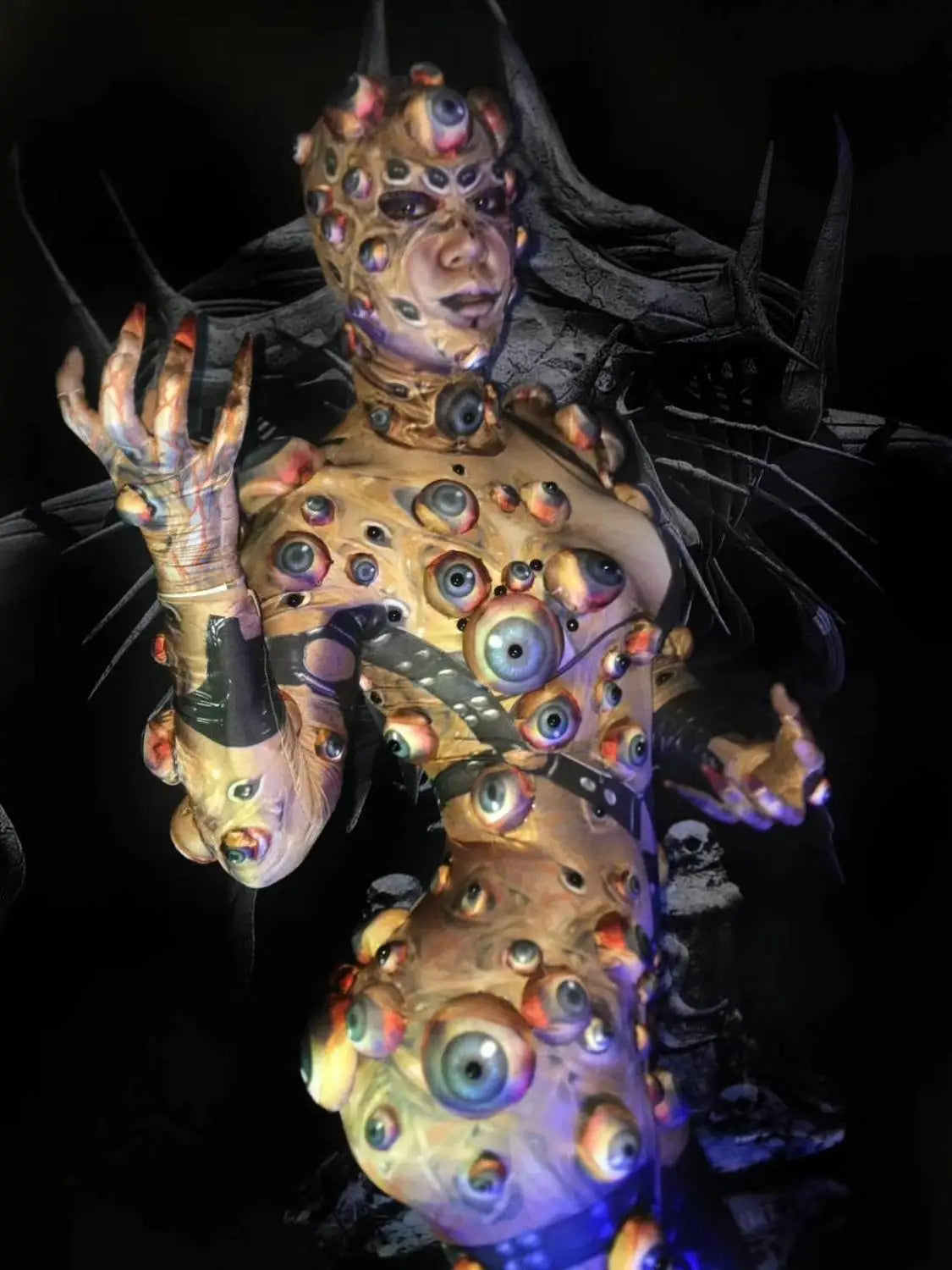 Halloween Men and Women Horror Costume, 3D Eye Novelty Stretch Jumpsuit Rompers