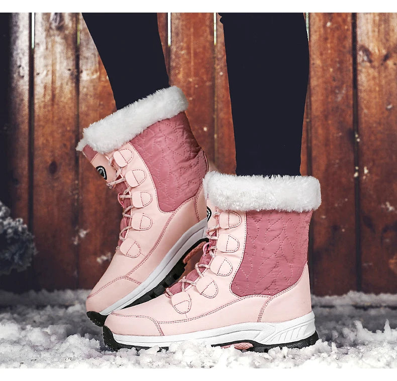 Warm Fur Lined Winter Ankle High Platform Boots Snow Boots