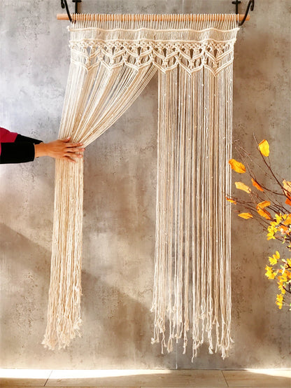 Hand-woven Macrame Cotton Tapestry Curtain, Wall Hanging Art Tapestry, Boho Decoration, Bohemian Wedding Backdrop Tapestry