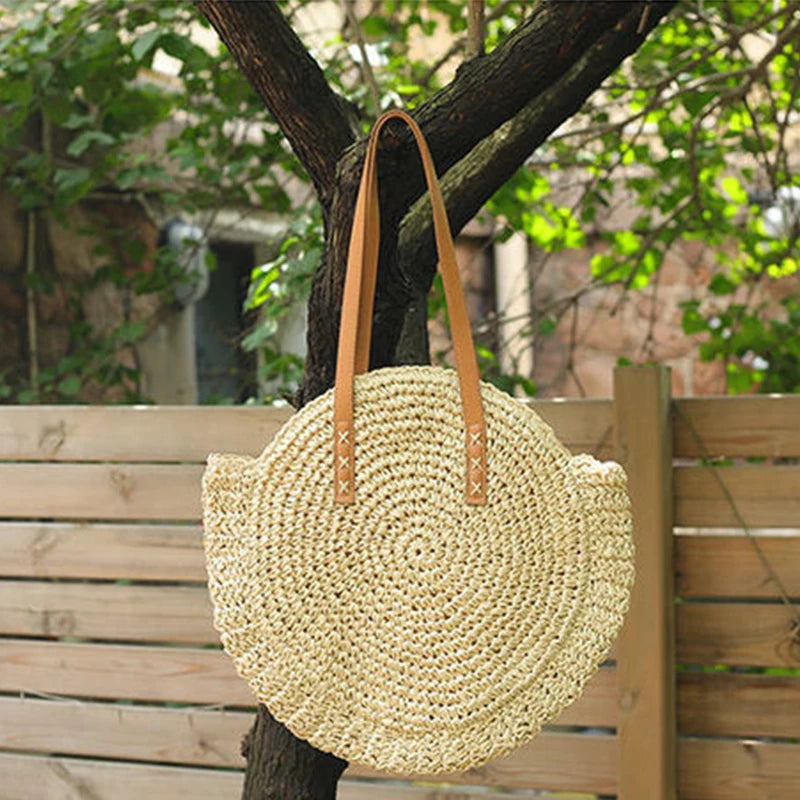 Boho Crossbody Bags, Round Shoulder Purse, Faux Leather Strap. In 7 Colors, Designs, and Sizes