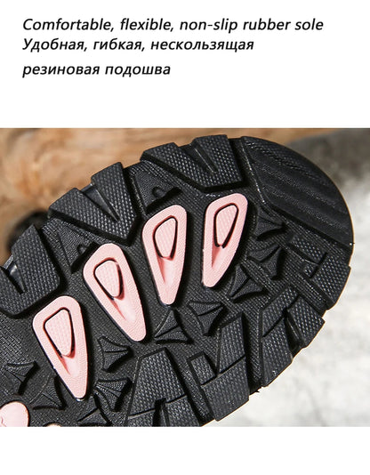 Warm Fur Lined Winter Ankle High Platform Boots Snow Boots