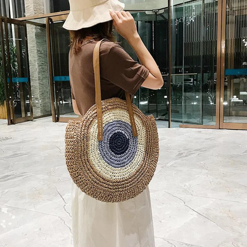 Boho Crossbody Bags, Round Shoulder Purse, Faux Leather Strap. In 7 Colors, Designs, and Sizes