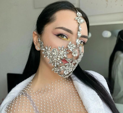 Stonefans Exaggerated Halloween Crystal Mask. Handmade Rhinestone Bling