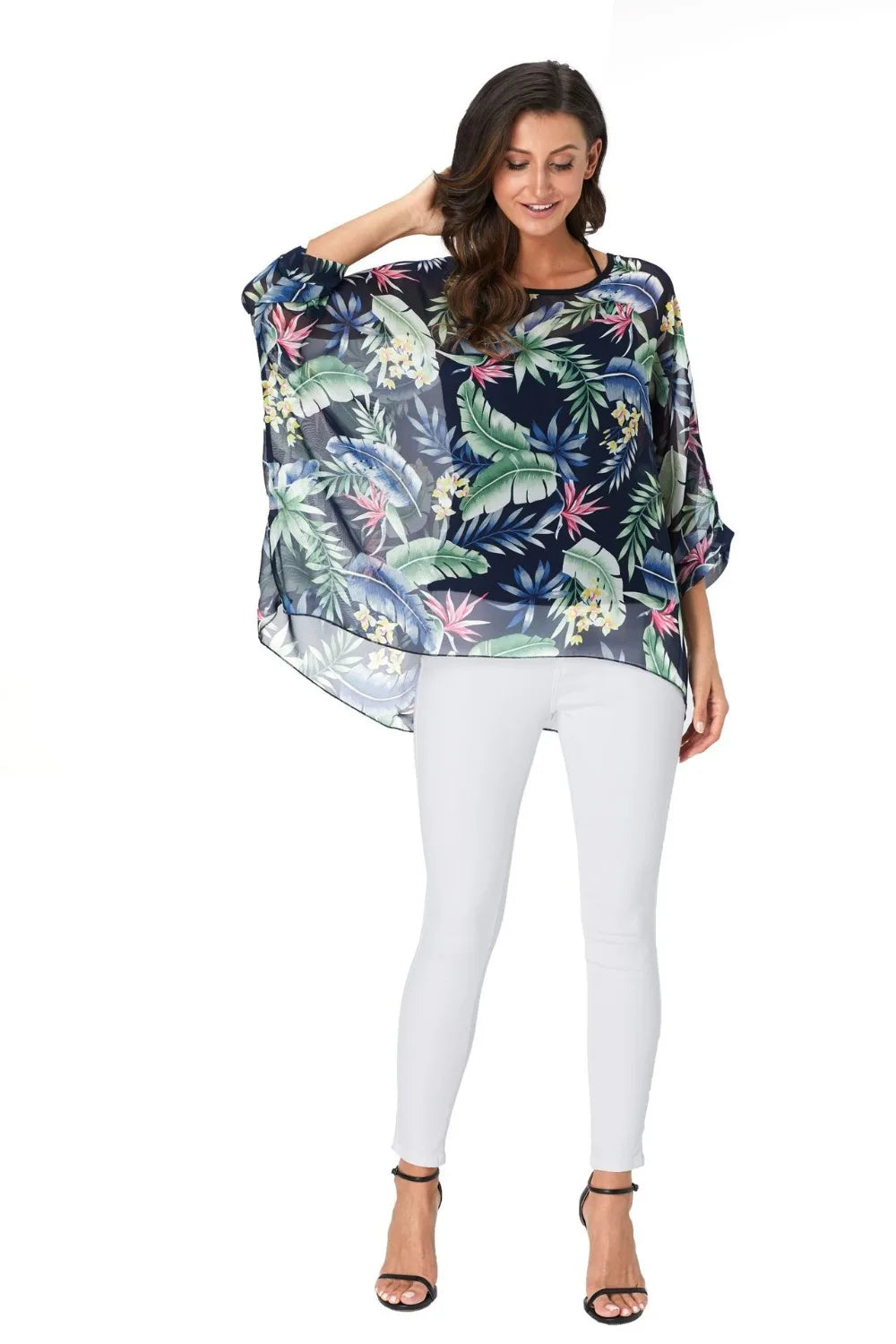 50 patterns to choose from, Plus Size, Boho Batwing Casual Sheer Chiffon Summer Top