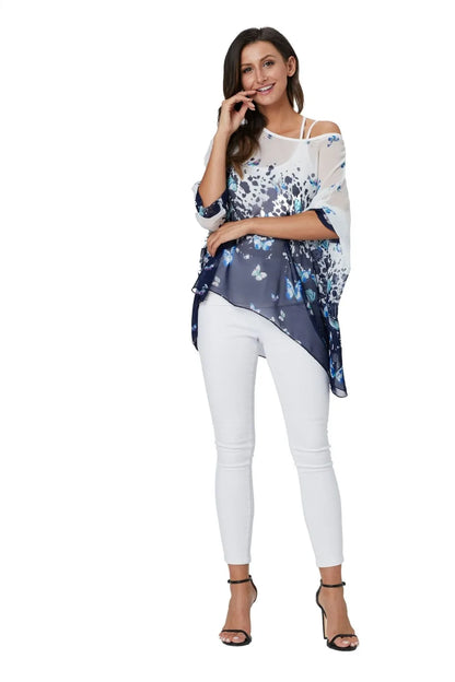 50 patterns to choose from, Plus Size, Boho Batwing Casual Sheer Chiffon Summer Top