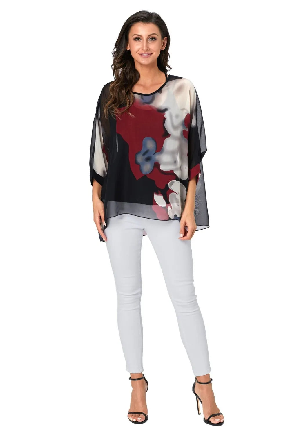 50 patterns to choose from, Plus Size, Boho Batwing Casual Sheer Chiffon Summer Top