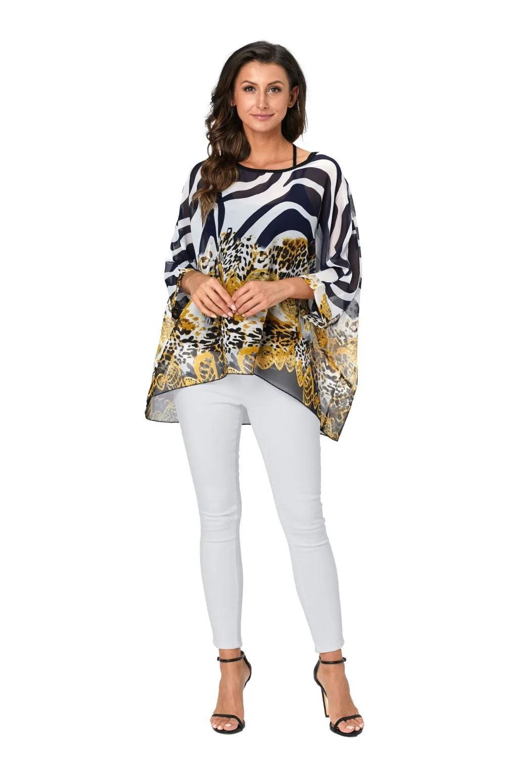 50 patterns to choose from, Plus Size, Boho Batwing Casual Sheer Chiffon Summer Top