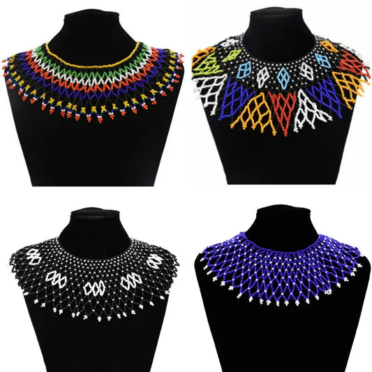 Multicolor South African Tribal Bib Collar Overlay