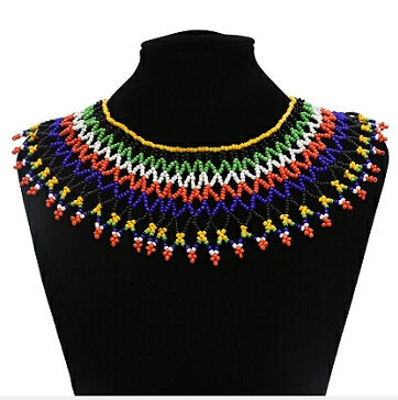 Multicolor South African Tribal Bib Collar Overlay