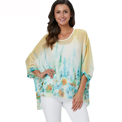 50 patterns to choose from, Plus Size, Boho Batwing Casual Sheer Chiffon Summer Top