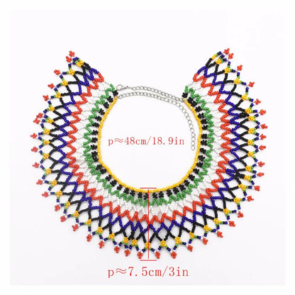 Multicolor South African Tribal Bib Collar Overlay
