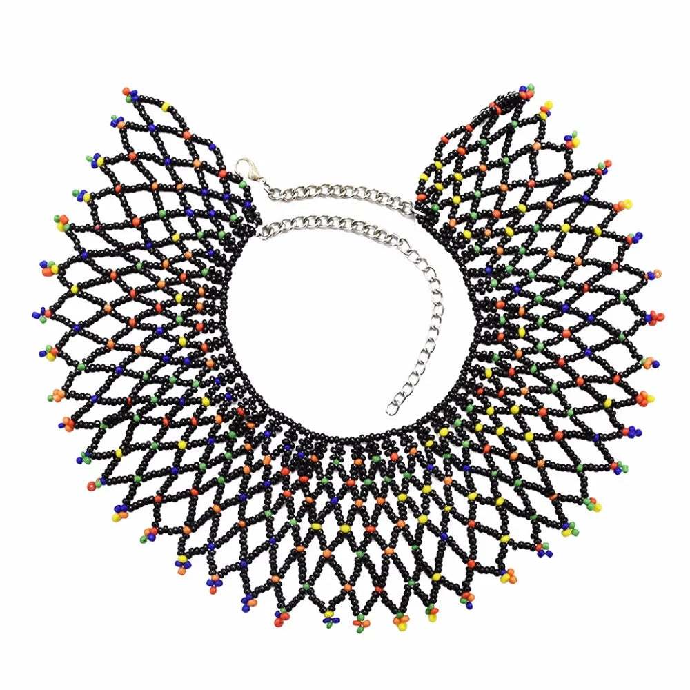 Multicolor South African Tribal Bib Collar Overlay
