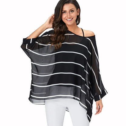 50 patterns to choose from, Plus Size, Boho Batwing Casual Sheer Chiffon Summer Top