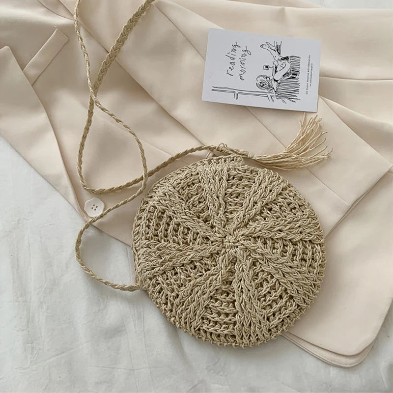 Boho Crossbody Bags, Round Shoulder Purse, Faux Leather Strap. In 7 Colors, Designs, and Sizes