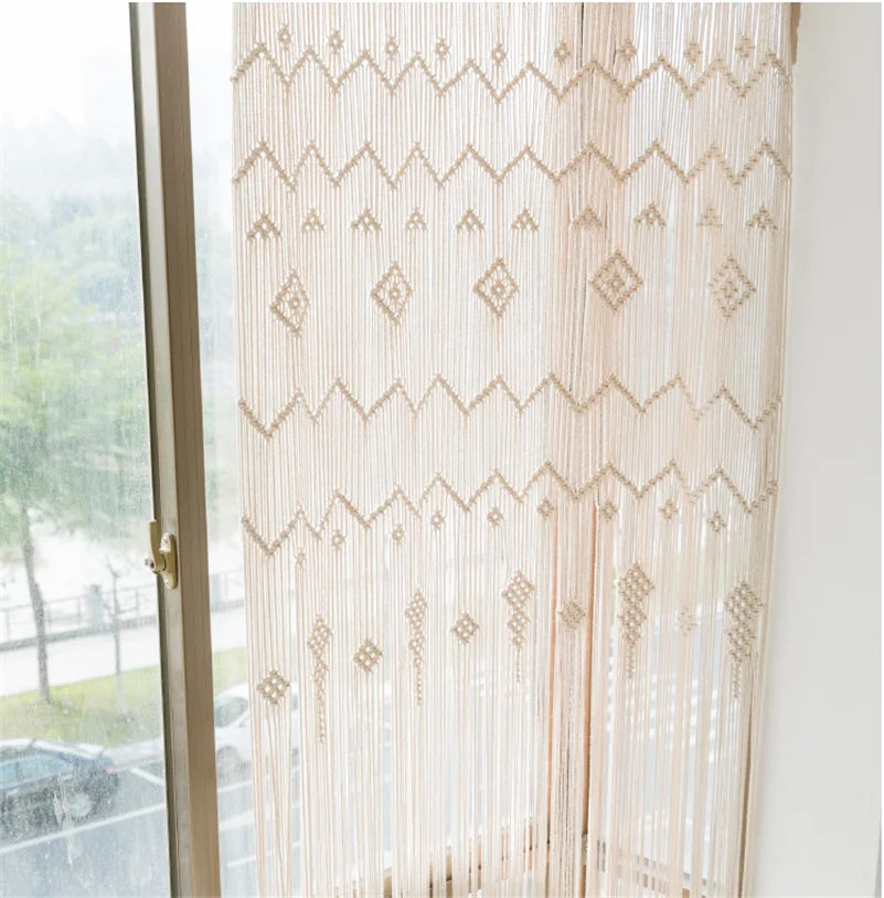 Hand-woven Macrame Cotton Tapestry Curtain, Wall Hanging Art Tapestry, Boho Decoration, Bohemian Wedding Backdrop Tapestry