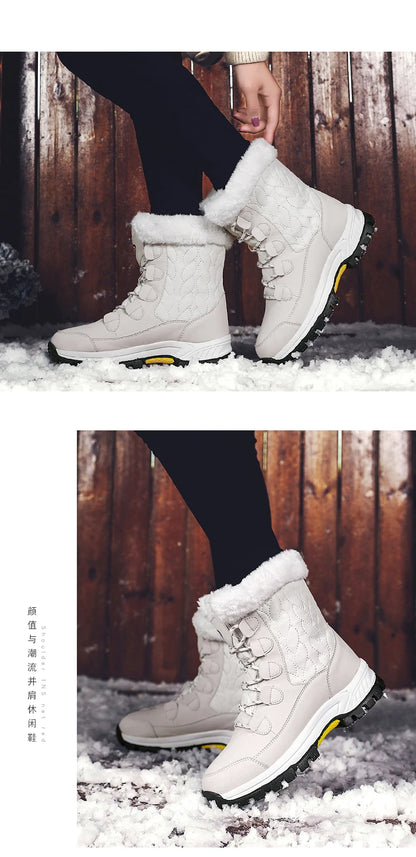 Warm Fur Lined Winter Ankle High Platform Boots Snow Boots