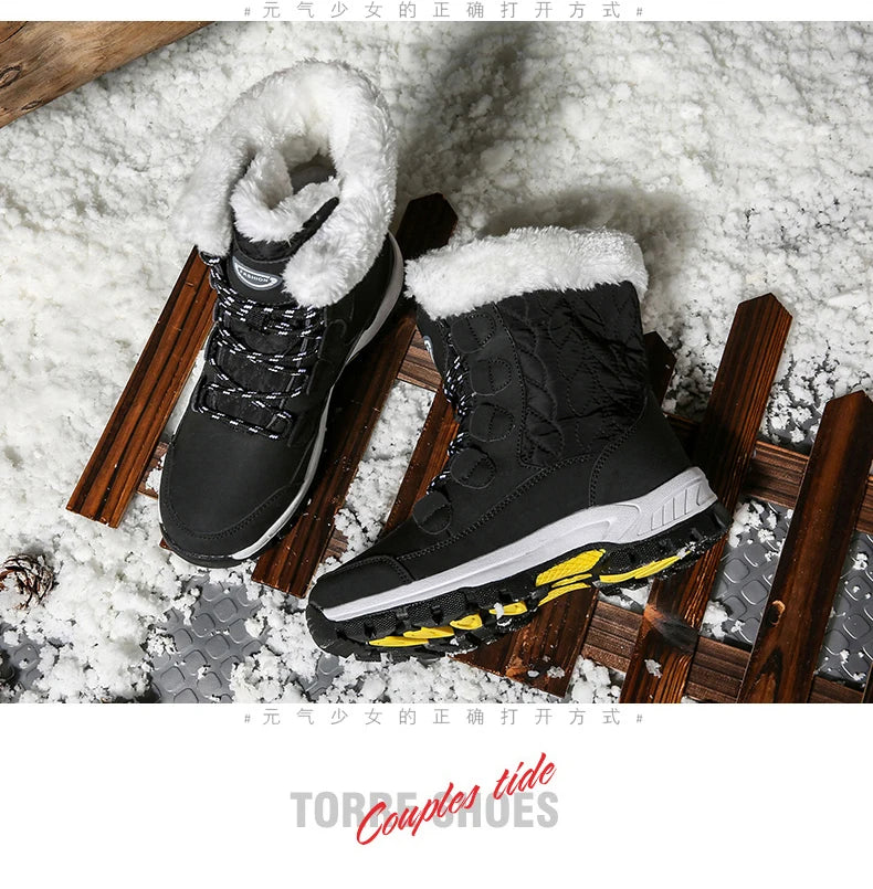 Warm Fur Lined Winter Ankle High Platform Boots Snow Boots