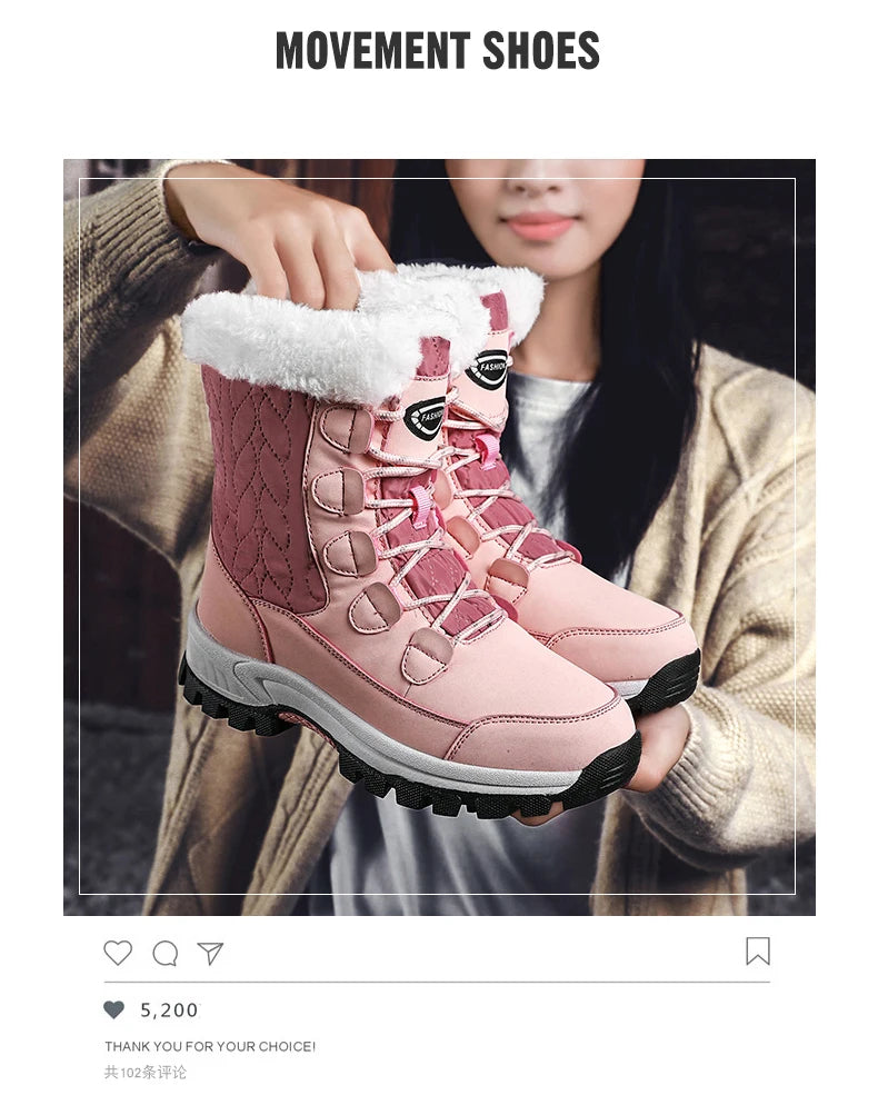 Warm Fur Lined Winter Ankle High Platform Boots Snow Boots