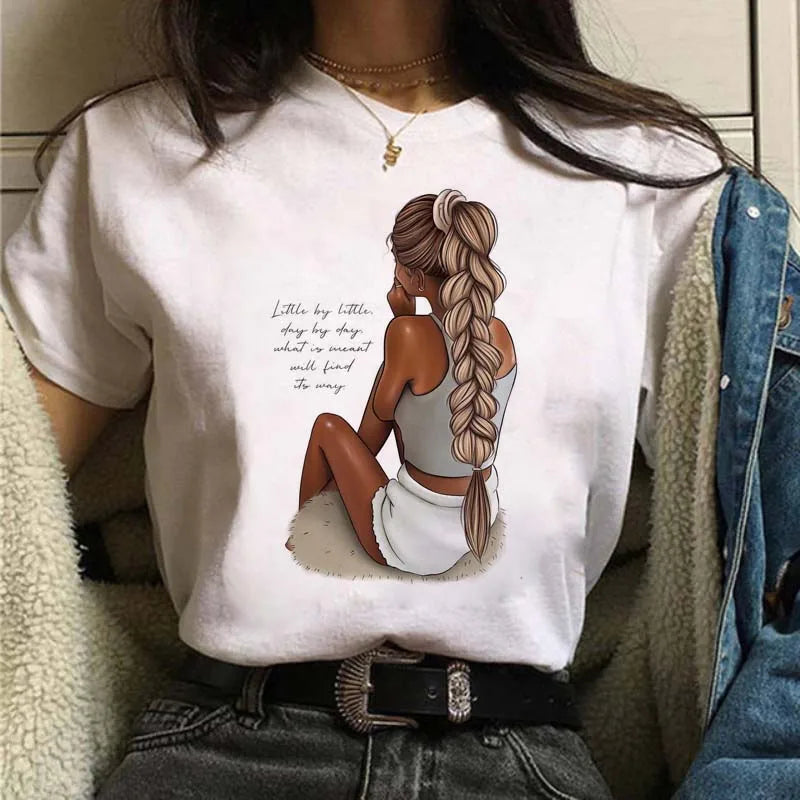 Sizes to 3XXL T-shirts Casual Round Neck Short Top short Sleeves  Logo  "Have a Nice Day" or "But First, Coffee"