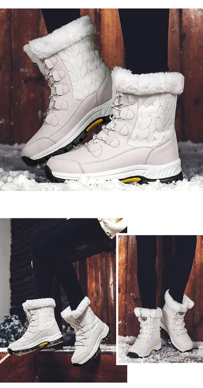 Warm Fur Lined Winter Ankle High Platform Boots Snow Boots