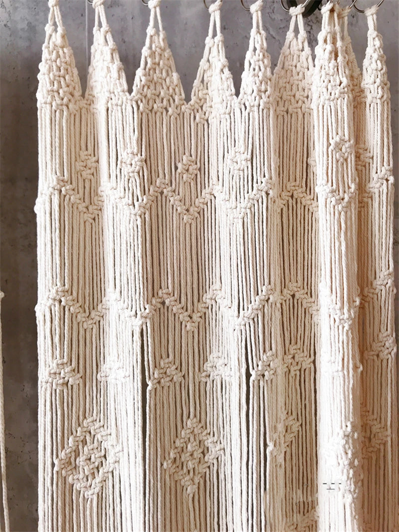 Hand-woven Macrame Cotton Tapestry Curtain, Wall Hanging Art Tapestry, Boho Decoration, Bohemian Wedding Backdrop Tapestry