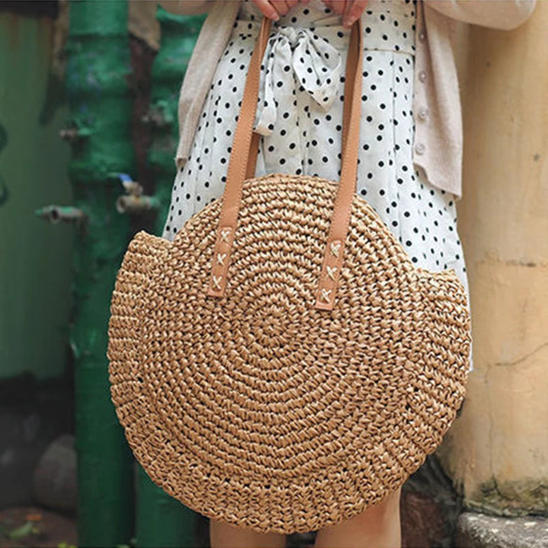 Boho Crossbody Bags, Round Shoulder Purse, Faux Leather Strap. In 7 Colors, Designs, and Sizes