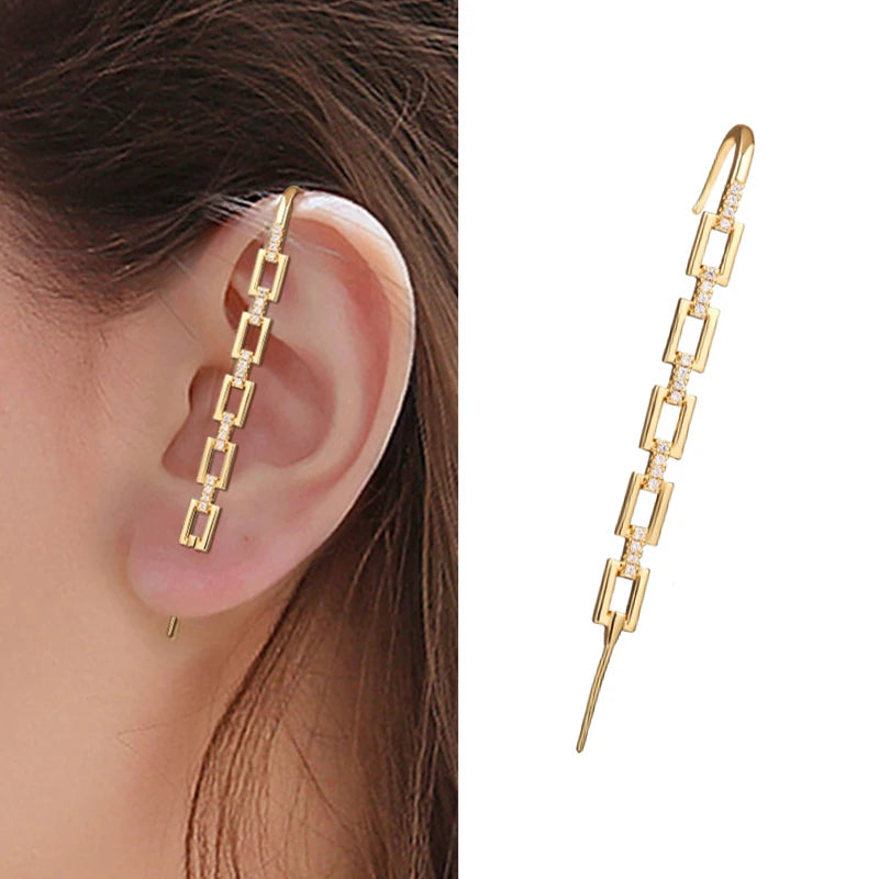 Bohemian Gold Color Earrings Ear Wrap Crawler Hook Earring Zirconia