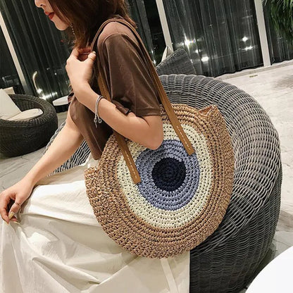 Boho Crossbody Bags, Round Shoulder Purse, Faux Leather Strap. In 7 Colors, Designs, and Sizes