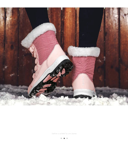 Warm Fur Lined Winter Ankle High Platform Boots Snow Boots