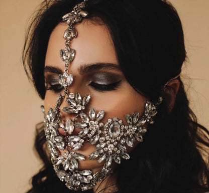 Stonefans Exaggerated Halloween Crystal Mask. Handmade Rhinestone Bling