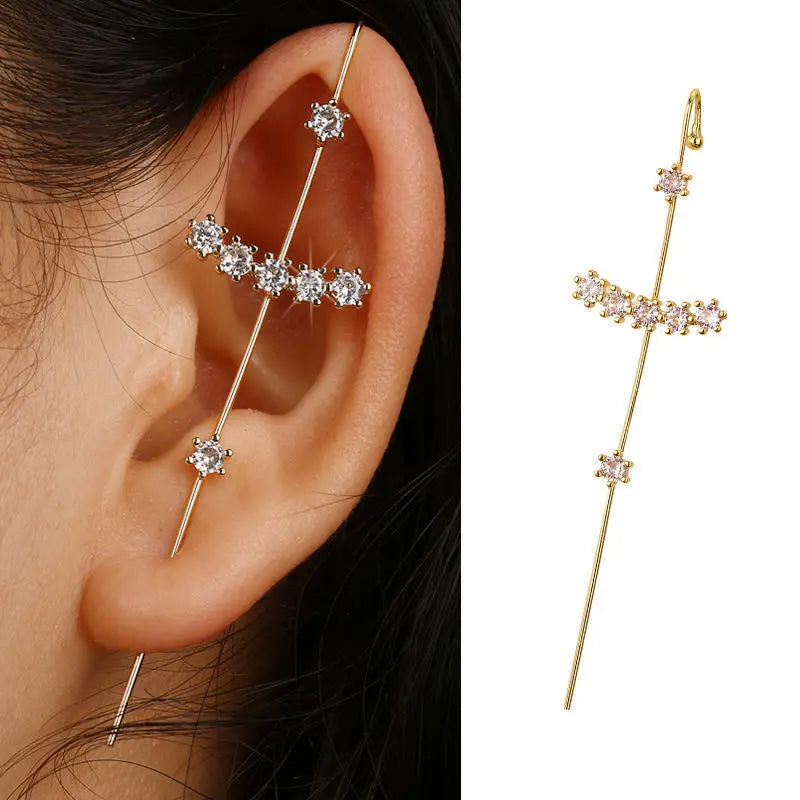 Bohemian Gold Color Earrings Ear Wrap Crawler Hook Earring Zirconia
