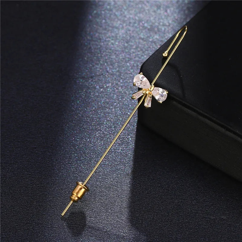 Bohemian Gold Color Earrings Ear Wrap Crawler Hook Earring Zirconia