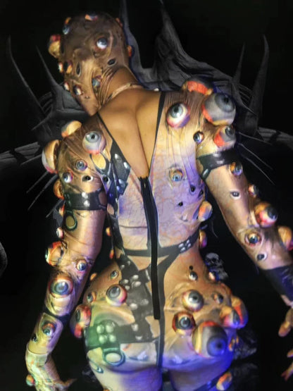 Halloween Men and Women Horror Costume, 3D Eye Novelty Stretch Jumpsuit Rompers