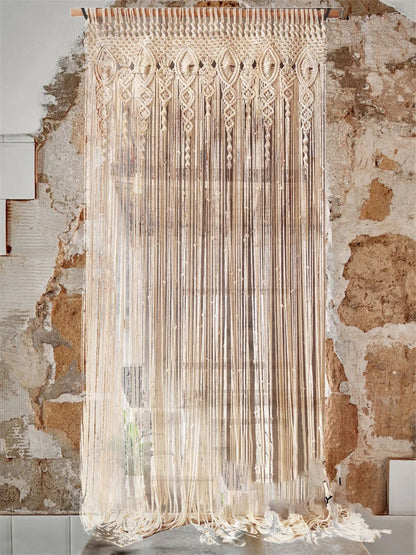 Hand-woven Macrame Cotton Tapestry Curtain, Wall Hanging Art Tapestry, Boho Decoration, Bohemian Wedding Backdrop Tapestry