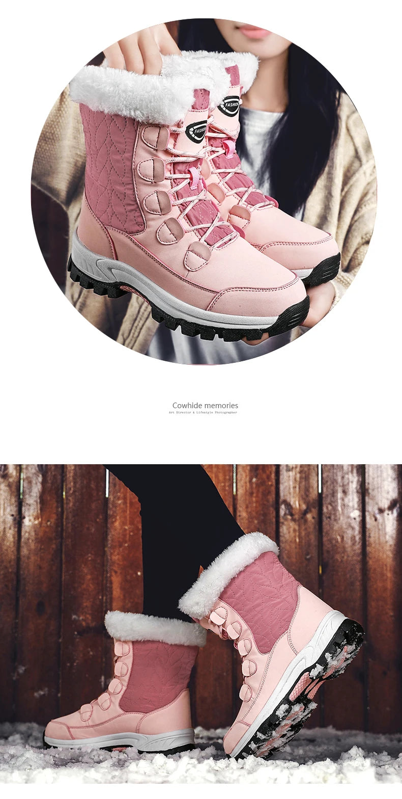 Warm Fur Lined Winter Ankle High Platform Boots Snow Boots