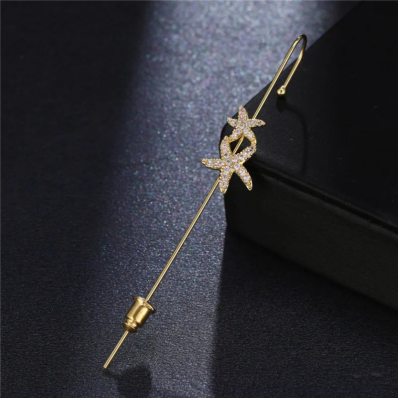 Bohemian Gold Color Earrings Ear Wrap Crawler Hook Earring Zirconia