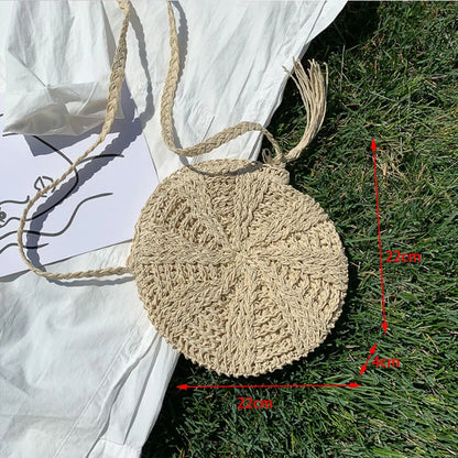 Boho Crossbody Bags, Round Shoulder Purse, Faux Leather Strap. In 7 Colors, Designs, and Sizes