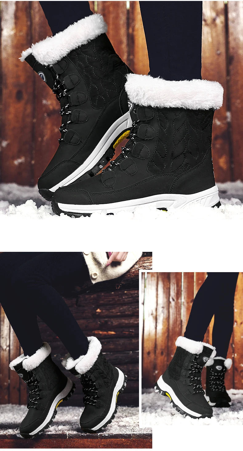 Warm Fur Lined Winter Ankle High Platform Boots Snow Boots